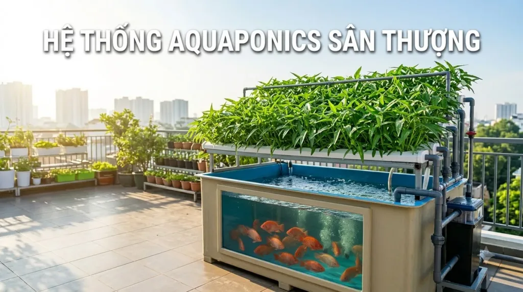 Hệ Thống Aquaponics Sân Thượng: Cẩm Nang Lắp Đặt Mô Hình Trồng Rau Nuôi Cá Tại Nhà Chuẩn Vườn Xanh Sân Thượng