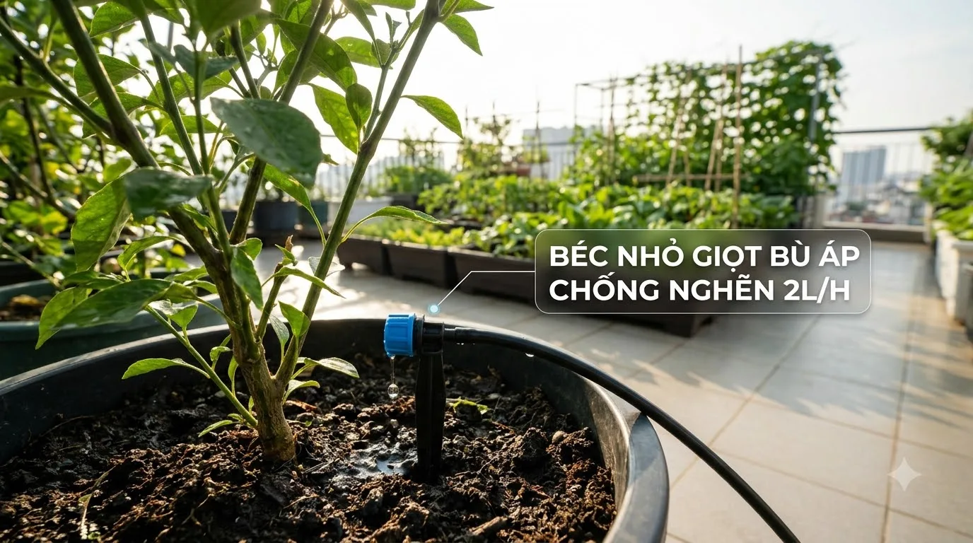 Cấu tạo và đặc tính kỹ thuật vượt trội của Bộ tưới nhỏ giọt bù áp 20 điểm hẹn giờ timer tự động