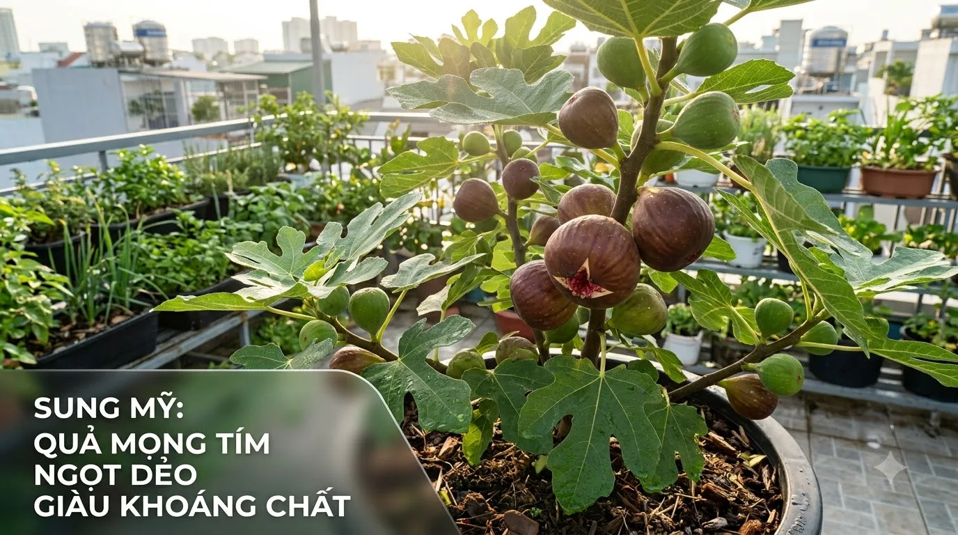 Cây sung Mỹ trồng chậu trái chín tím mọng ngọt mật giàu dinh dưỡng