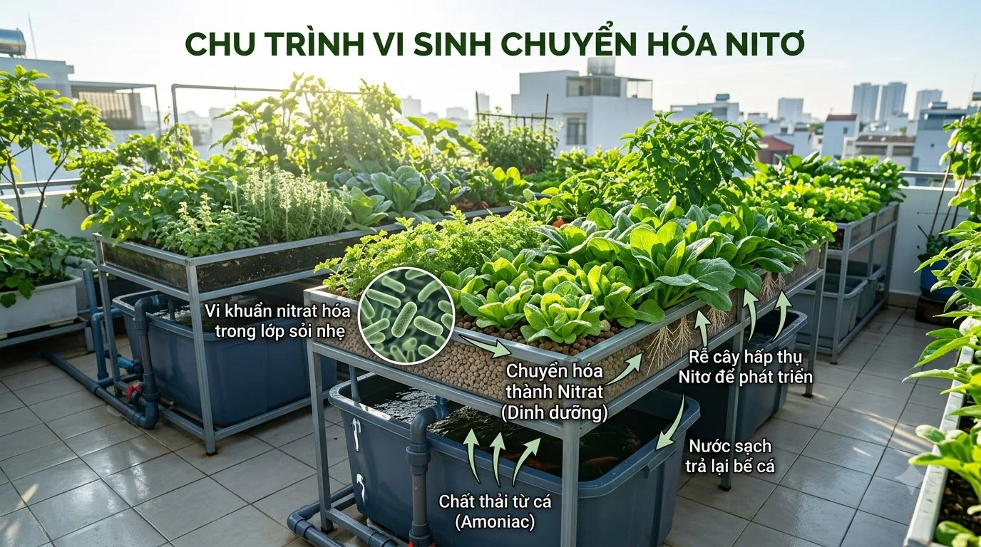 Chu trình chuyển hóa Nitơ vi sinh trong hệ thống Aquaponics
