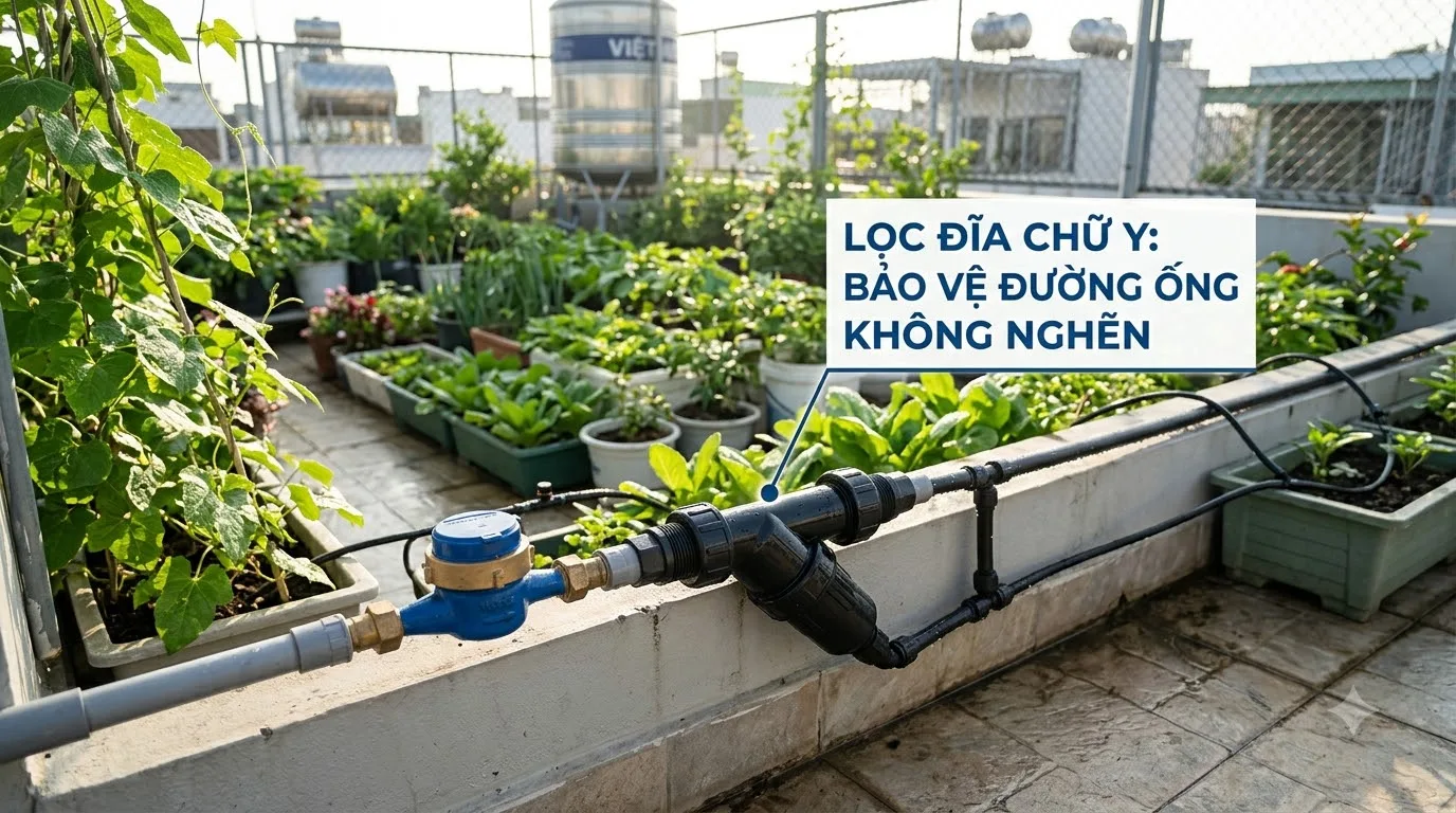 Cốc lọc đĩa chữ Y màng lọc 120 mesh bảo vệ hệ thống tưới nhỏ giọt