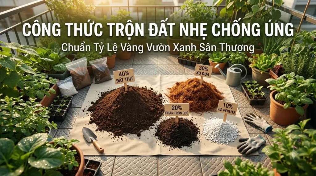 Công Thức Trộn Đất Nhẹ Trồng Rau: Tỷ Lệ Vàng Thoát Nước Chống Ứng Rễ Chuẩn Vườn Xanh Sân Thượng