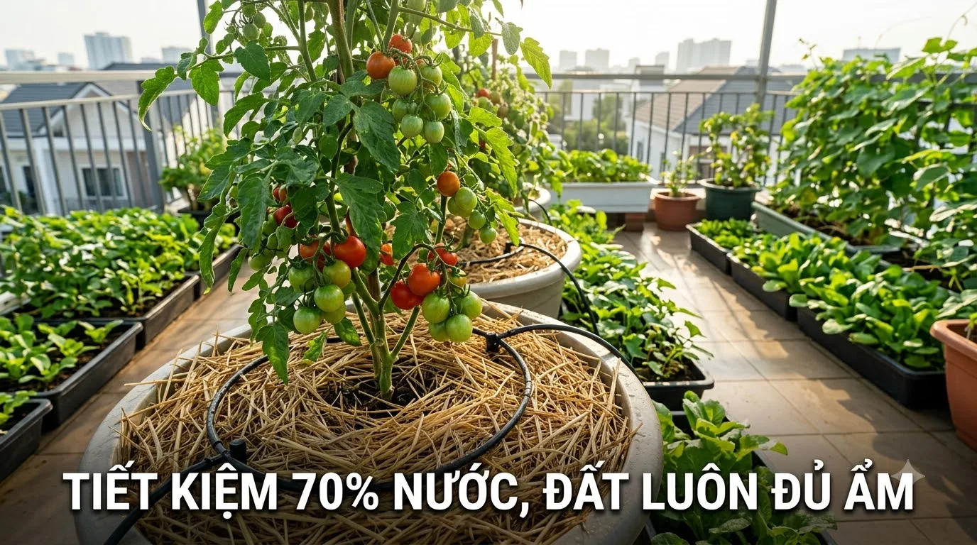 Hiệu quả tưới nhỏ giọt giữ ẩm đất tối ưu và tiết kiệm 70% lượng nước