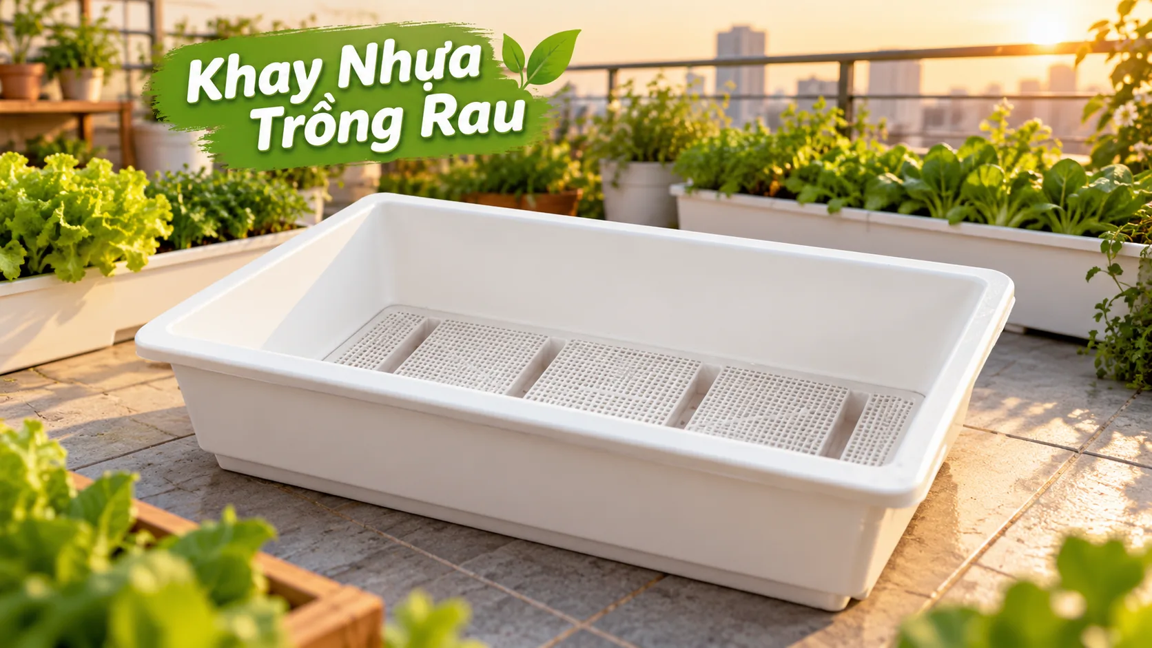 Bảng so sánh định lượng chất lượng của Khay nhựa trồng rau 65x42x16 thông minh chuẩn Vườn Xanh Sân Thượng