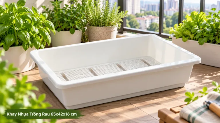 Khay Nhựa Trồng Rau 65x42x16 Kèm Lưới Thông Minh: Giá Bán Và Độ Bền Chuẩn Vườn Xanh Sân Thượng