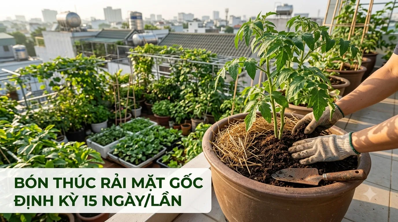Kỹ thuật bón thúc phân trùn quế rải mặt gốc định kỳ 15 ngày một lần