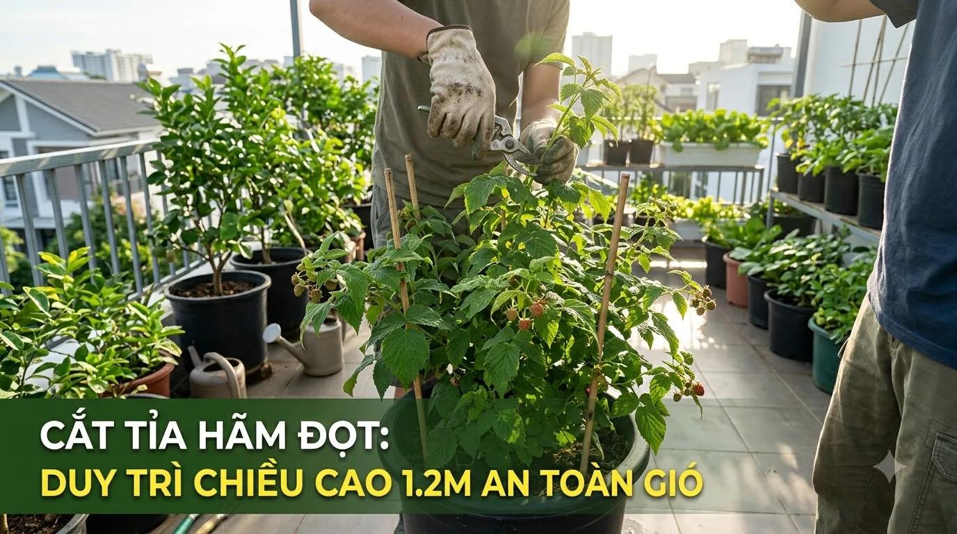 Kỹ thuật cắt tỉa bấm đọt hãm chiều cao cây ăn quả chậu an toàn trước gió