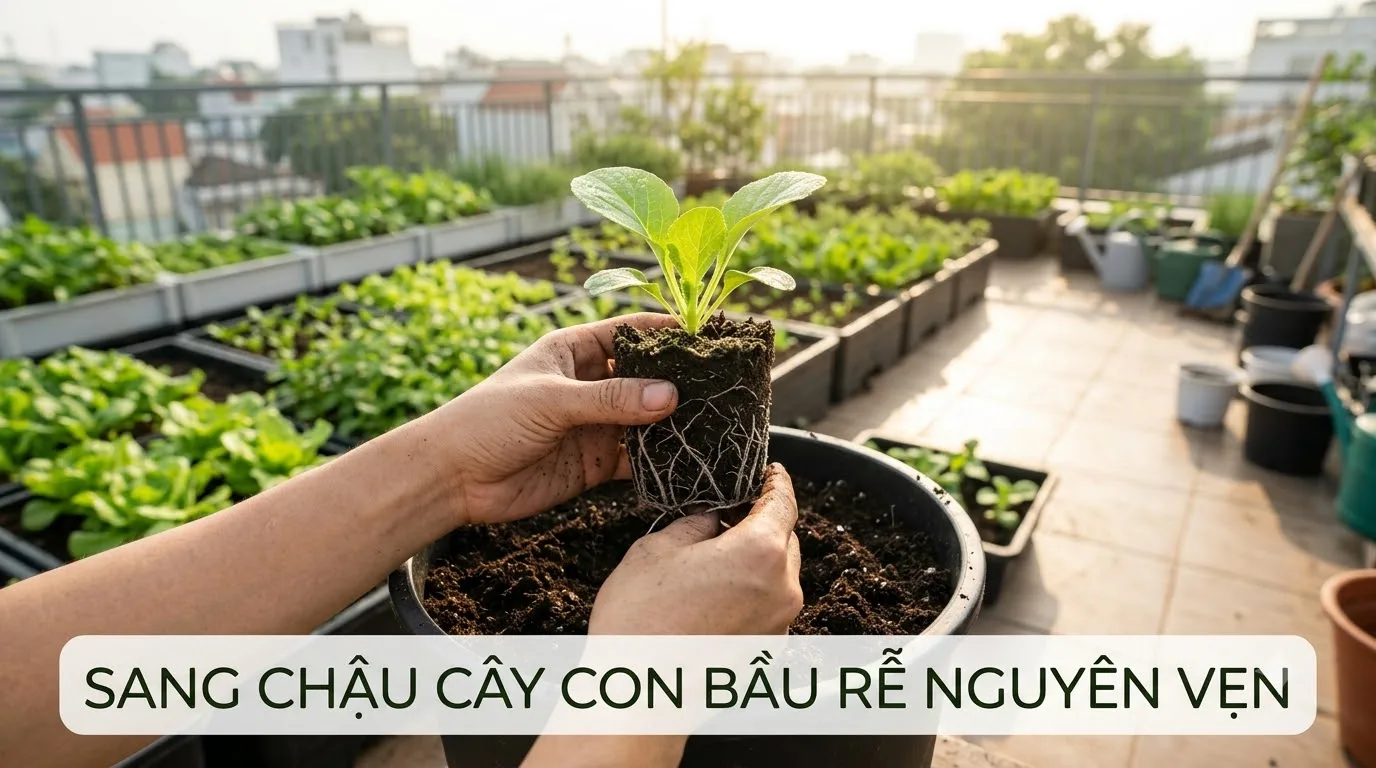 Kỹ thuật sang chậu cây giống không làm đứt rễ non