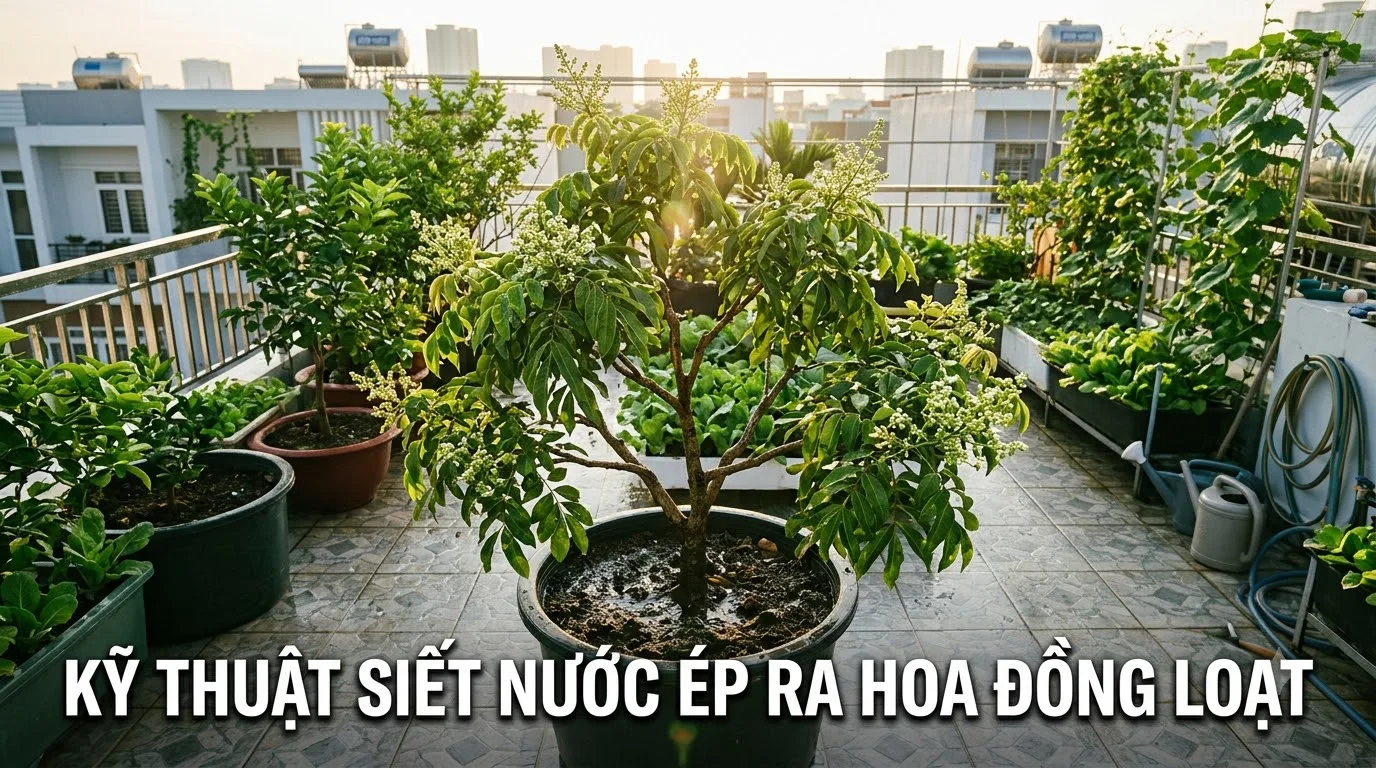 Kỹ thuật siết nước kích thích cây ăn quả chậu ra hoa đồng loạt