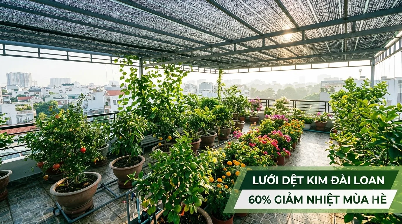 Bảng so sánh định lượng chất lượng của Lưới che nắng dệt kim Mono Thái Lan chống nóng chuẩn Vườn Xanh Sân Thượng
