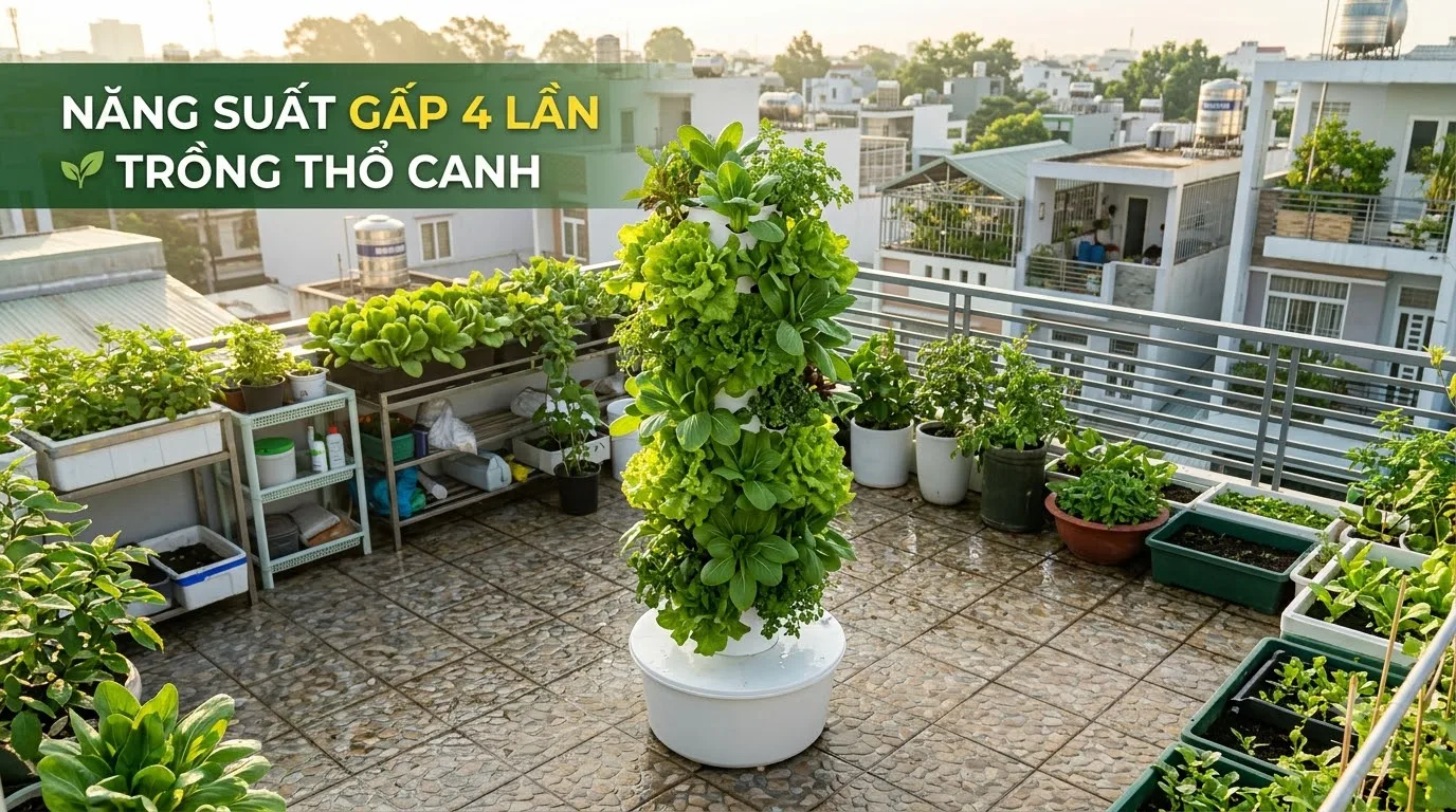 Năng suất thu hoạch vượt trội gấp 4 lần của trụ khí canh đứng