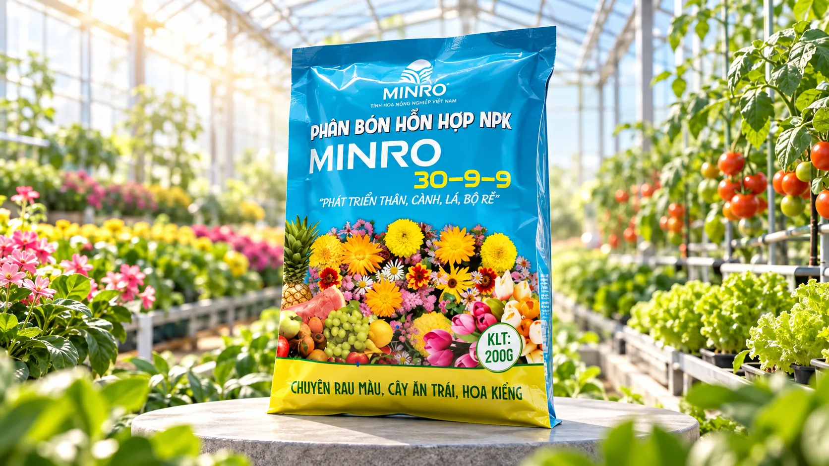 Bảng so sánh định lượng chất lượng của Phân bón Minro NPK 15-5-20 và 30-9-9 chuẩn Vườn Xanh Sân Thượng