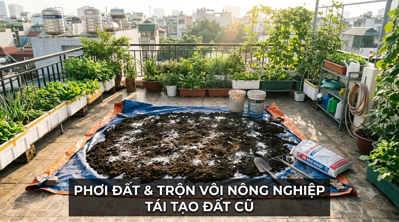 Phơi nắng và bón vôi nông nghiệp tái sinh đất trồng cũ sau vụ thu hoạch