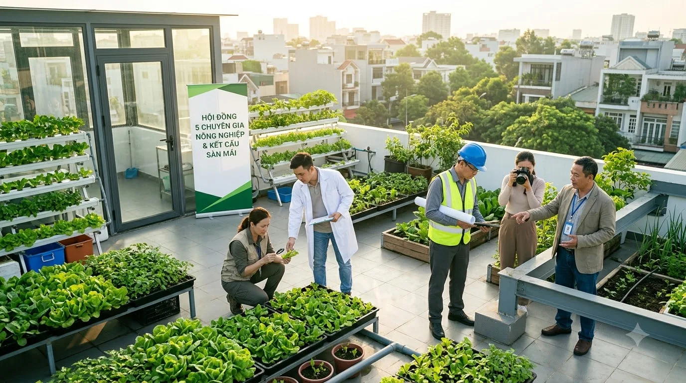 Phòng lab thực nghiệm nông nghiệp đô thị 120m2 Vườn Xanh Sân Thượng