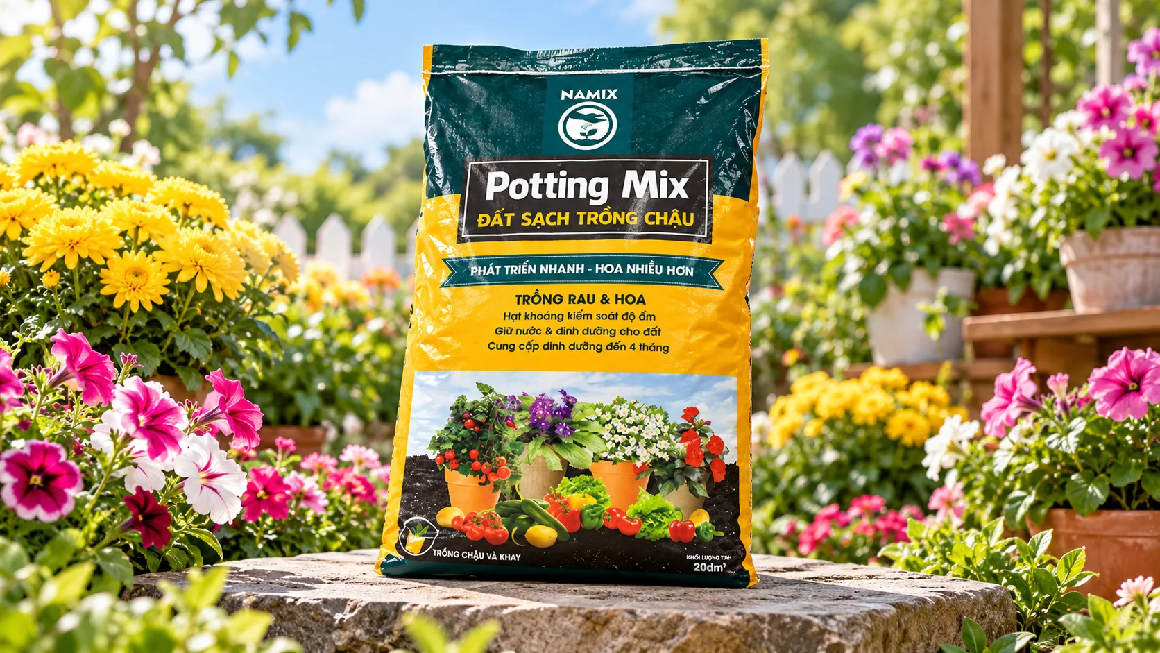 Hướng dẫn quy trình thi công lắp đặt và ứng dụng Đất sạch Potting Mix rau hoa