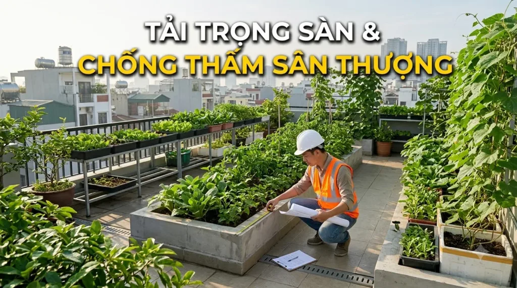 Tải Trọng Sàn Sân Thượng Trồng Cây: Kiểm Soát An Toàn & Chống Thấm Dột Chuẩn Vườn Xanh Sân Thượng