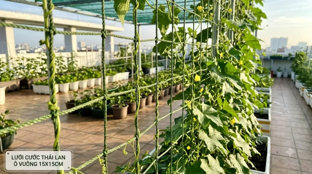 Giàn Leo Sân Thượng: Thiết Kế Khung Giàn Thông Minh Chịu Giông Bão Chuẩn Vườn Xanh Sân Thượng