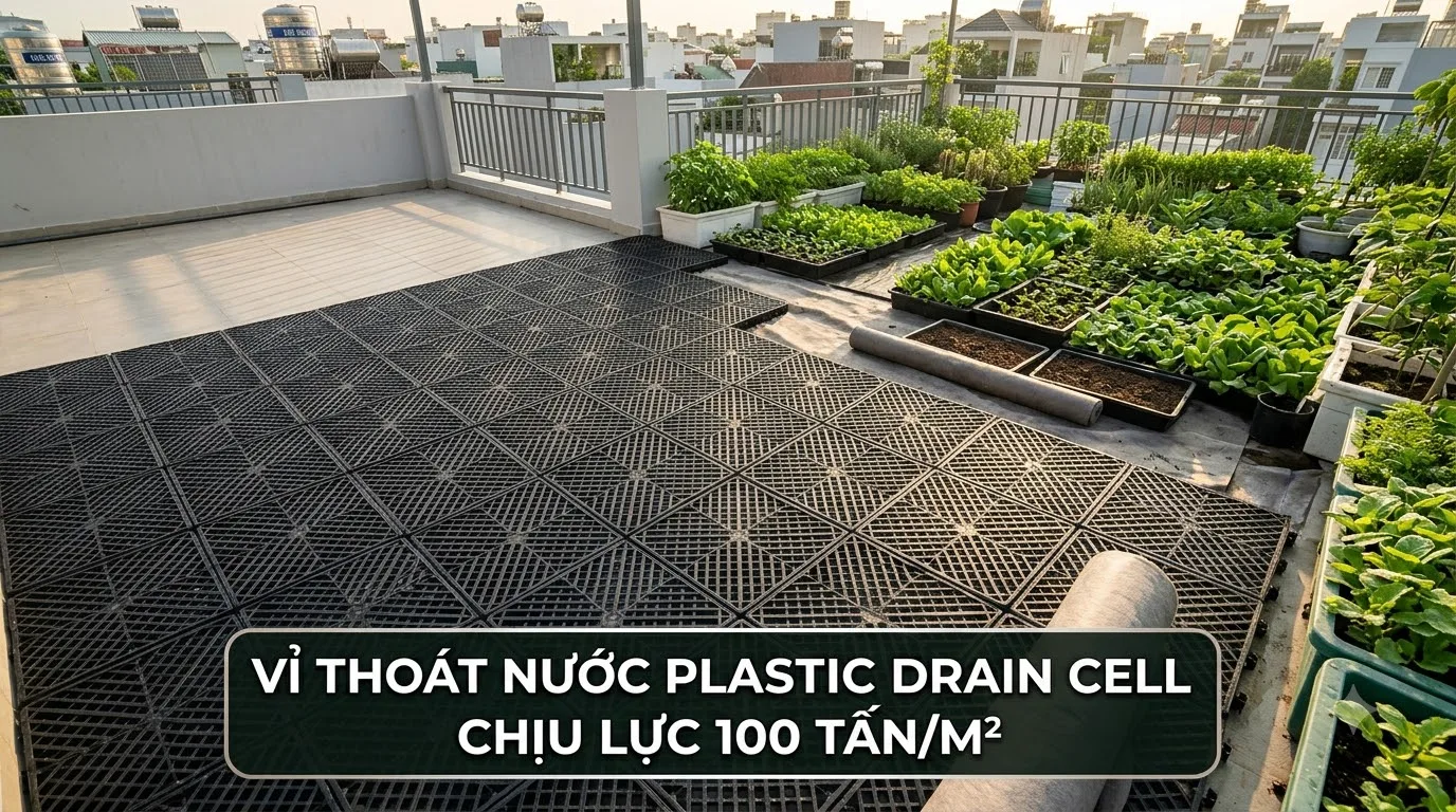 Hướng dẫn quy trình thi công lắp đặt và ứng dụng Vỉ thoát nước sàn Plastic Drain Cell ngầm chống ngập