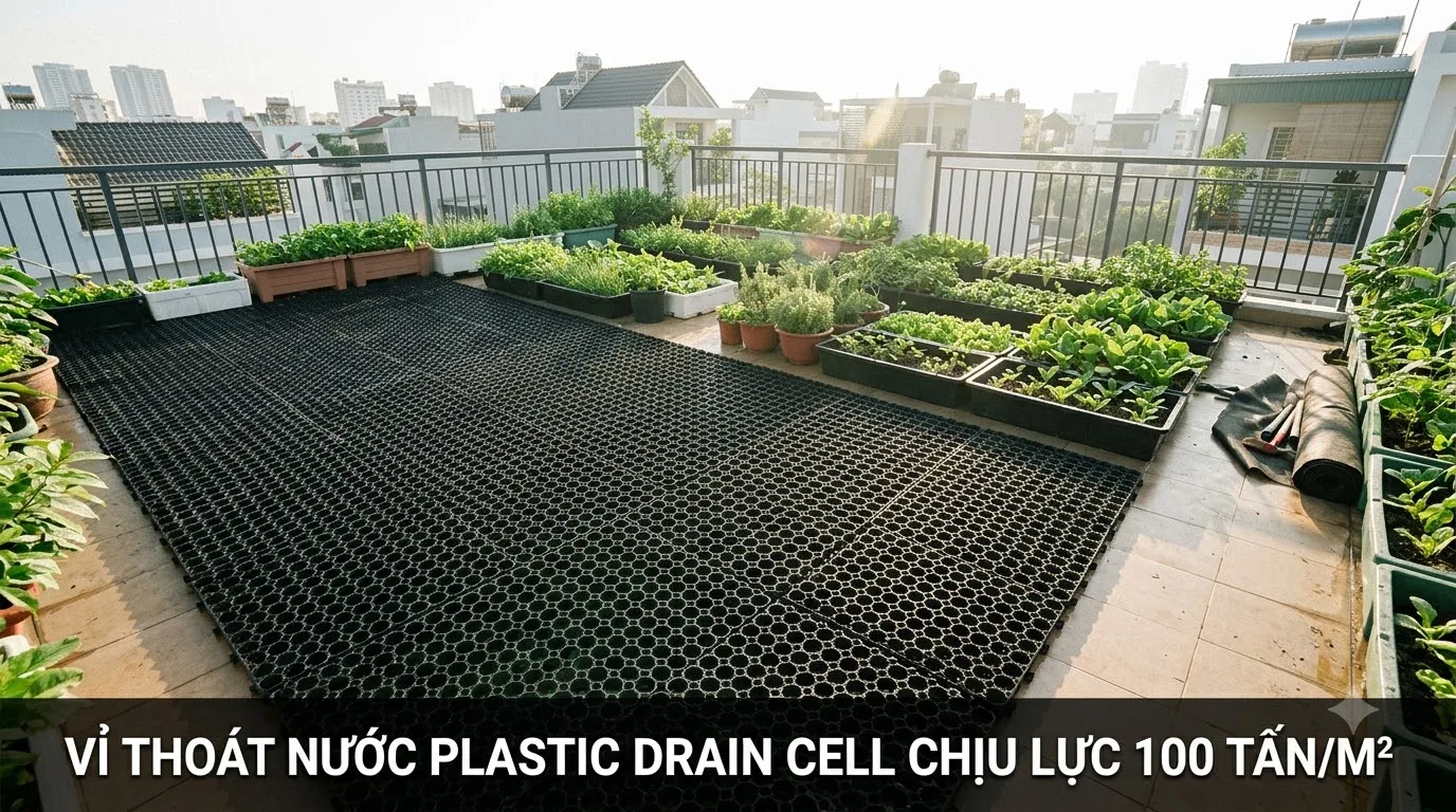 Thực tế kiểm nghiệm độ bền và hiệu quả canh tác với Vỉ thoát nước sàn Plastic Drain Cell ngầm chống ngập