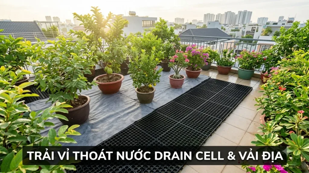 Vỉ Thoát Nước Sàn Plastic Drain Cell 333x333x30mm: Kiểm Soát Ứ Nước Chuẩn Vườn Xanh Sân Thượng