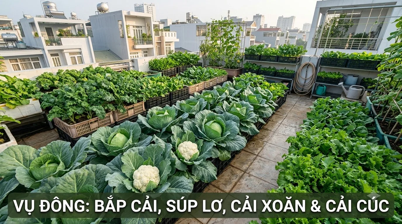 Vụ đông se lạnh thích hợp trồng bắp cải súp lơ và cải xoăn kale