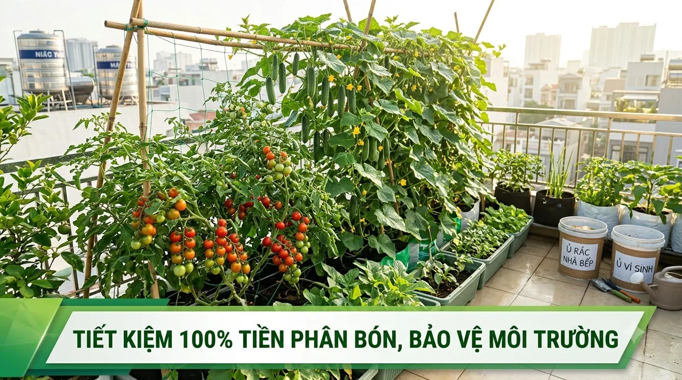 Vườn cây bội thu trĩu quả nhờ nguồn phân bón hữu cơ tự ủ từ rác bếp